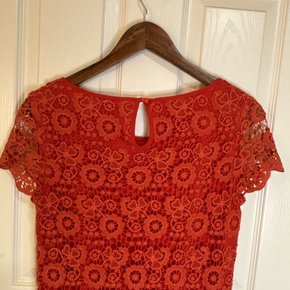 Moulinette Soeurs Anthropologie Rust Crochet Lace Shift Dress Spring - Picture 4 of 8